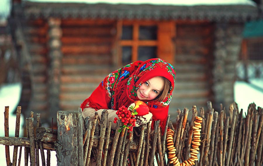 Sexy girl Women in Slavic costumes in Cuiaba